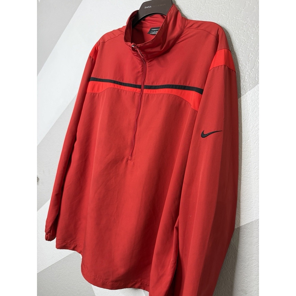 Nike Men Red Golf Windproof 1/2 Zip Pullover Jacket XL Breathable 333111 - Picture 3 of 11